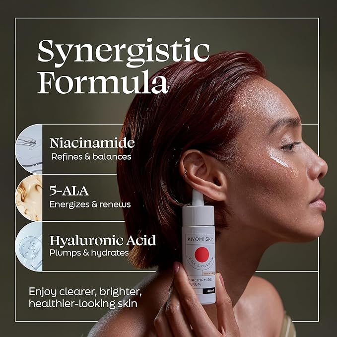 Niacinamide Serum - Hydrating Vitamin B3 Face Serum with 5-ALA and Hyaluronic Acid for Pores, Dark Spots and Uneven Skin Tone - Soothing Facial Moisturizer for All Skin Types - 1 Fl Oz