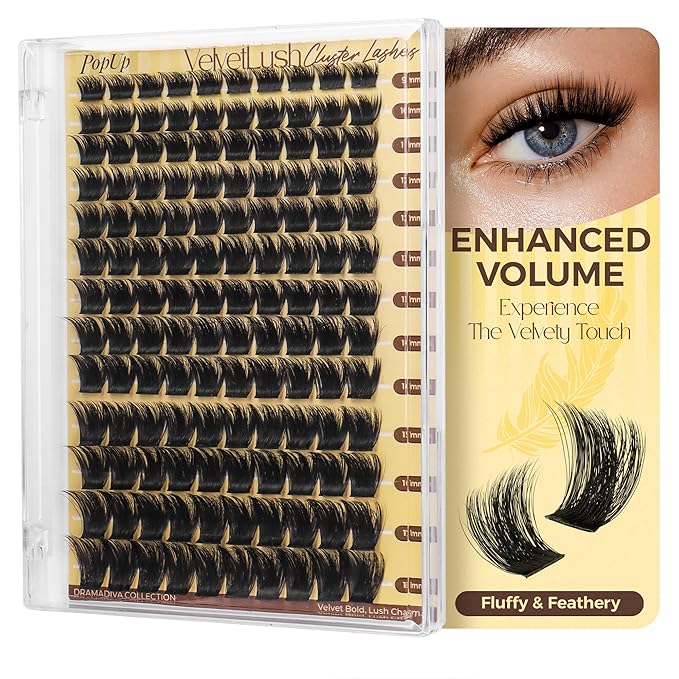PopUp Lash-Extension-Clusters, Volume Lash Clusters 9-18mm mix Fluffy Lash Extension D Curl Individual Lashes DIY Clusters Lashes Extension at Home NM12