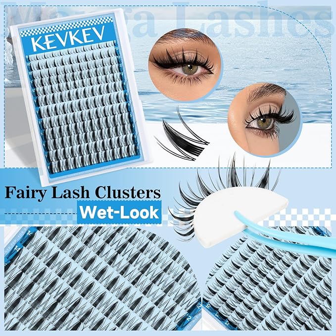 Fairy Lash Clusters 144pcs Manga Lash Clusters Natural Wispy Eyelash Clusters Invisible Ultra-Thin Band Anime Spiky Lashes DIY Lash Extensions (Fairy01, 8-18mix)