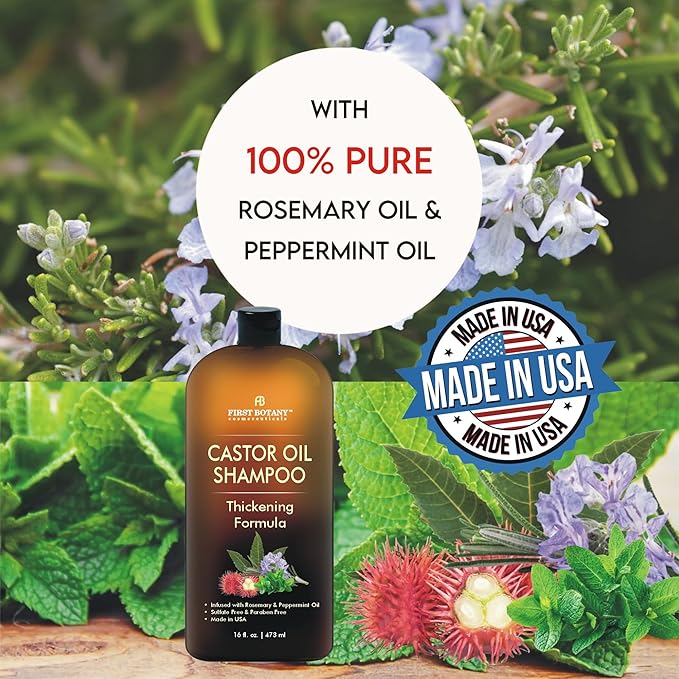 Castor Oil Shampoo - An Anti Hair Loss Shampoo Thickening formula For Hair Regrowth, Anti Thinning Sulfate Free For Men & Women Anti Dandruff Treatment 16 fl oz