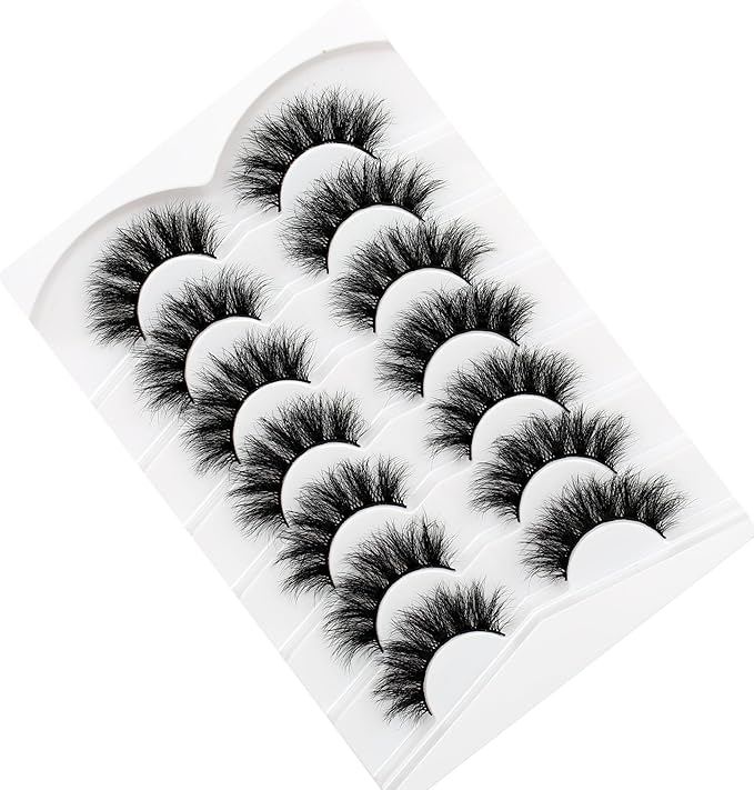 Pooplunch False Eyelashes Doe Eye Lashes Fluffy Volume 16MM Silky Long Sexy Natural 8D Faux Mink Fake Eyelash Strips 7 Pairs Pack