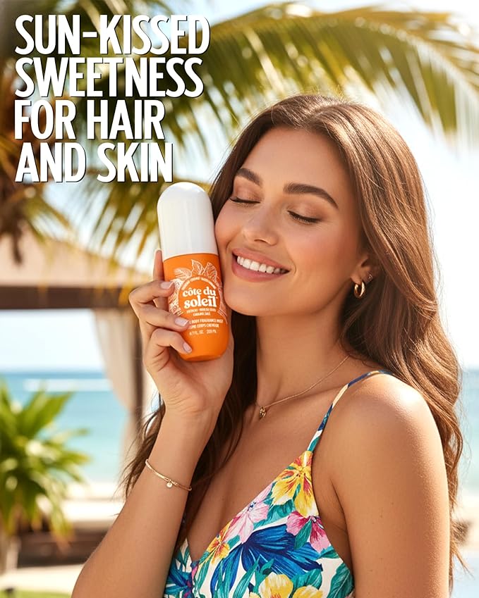 PB ParfumsBelcam Côte du Soleil Pistachio Coconut Caramel Hair & Body Fragrance Mist – Warm Beachy Gourmand Spray with Jasmine – All Day Hair Perfume & Refreshing Body Spray, 6.7 fl.oz