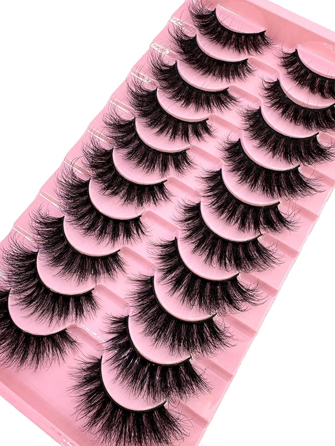 HBZGTLAD New 10 Pairs 3D Mink Lashes False Eyelashes Handmade Wispy Fluffy Long Lashes Natural Eye Makeup Tools Eye Lashes (837)