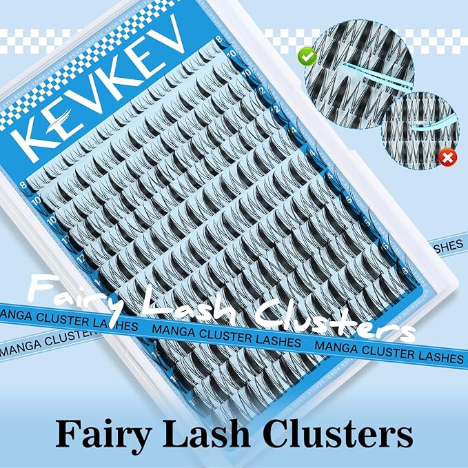 Fairy Lash Clusters 144pcs Manga Lash Clusters Natural Wispy Eyelash Clusters Invisible Ultra-Thin Band Anime Spiky Lashes DIY Lash Extensions (Fairy01, 8-18mix)