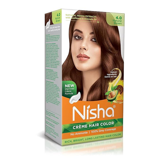 Nisha Cream Permanent Hair Color/Hair Dye Natural Brown (Pack Of 1)