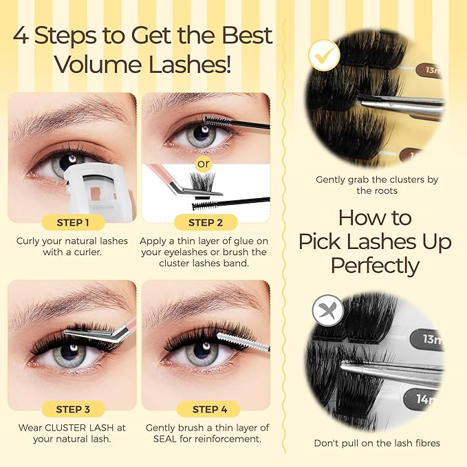 PopUp Lash-Extension-Clusters, Volume Lash Clusters 9-18mm mix Fluffy Lash Extension D Curl Individual Lashes DIY Clusters Lashes Extension at Home NM12