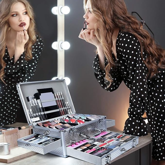 All-in-One Makeup Kit Gift Set Women Full Set Carry All Professional Make up Kit With Makeup Bag Lipgloss Lipstick Concealer Blush Foundation Face Powder Eyeshadow Palette Cosmetic Palette #2