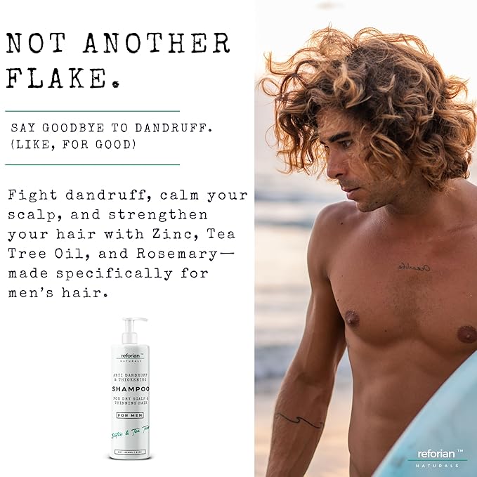 Anti Dandruff Shampoo for Men, Tea Tree Oil Shampoo for Dandruff Treatment, Natural Zinc for Thinning Hairs