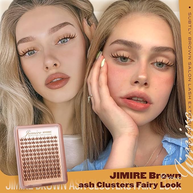 Anime Cluster Lashes Brown Lash Clusters Manga Eyelash Clusters Natural Dark Brown Individual Lashes 10-16MM Fairy Cluster Eyelash Extensions 110Pcs DIY Spiky Cluster Lashes at Home by JIMIRE