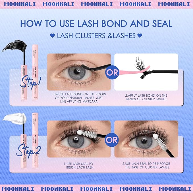 Natural Lash Clusters Kit Wispy Eyelash Clusters D Curly Waterproof Cluster Eyelash Extensions With Lash Glue Bond and Seal and Eyelash Tweezers Luxury 30D Individual Cluster Lashes Kit