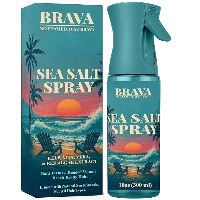 BRAVA Sea Salt Spray for Men -Natural Hair Texturizing - Adds Effortless Beachy Waves and Texture for Casual Finish - Great Christmas Gift for Men Idea 10 OZ