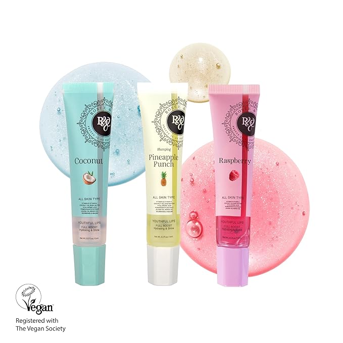 Rosee Lip Gloss Vegan & Cruelty Free Treatment, Professional Make up, Long Lasting Glossy with Shea Butter, Moisturize, Protect & Smooth, High Shine, Non-Sticky (c.Coconut, 0.5)