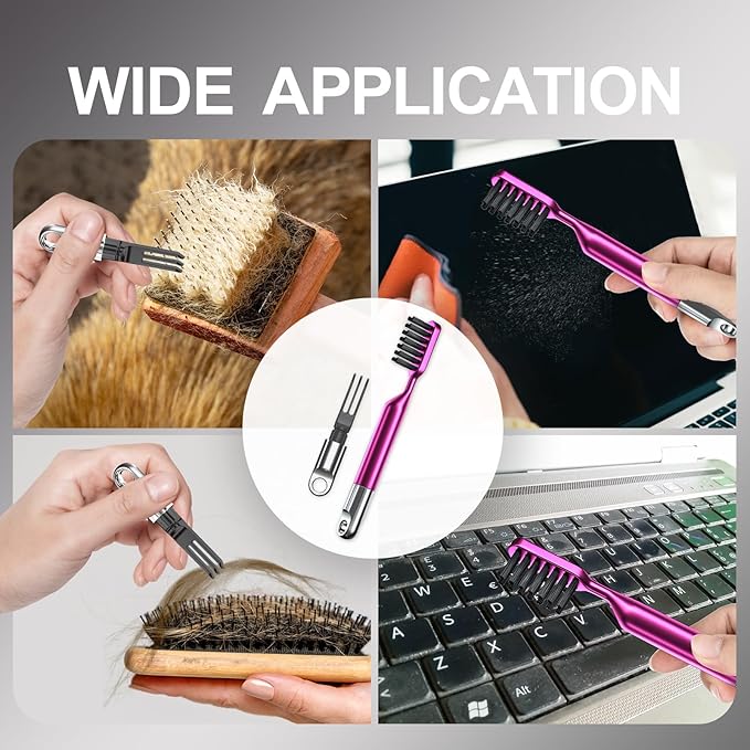 Hair Brush Comb Cleaning Tool Comb,2-in-1 Hair Brush Cleaner Tool, Portable Remover Rake for Removing Hair Dust, Home and Salon Use(Pink)