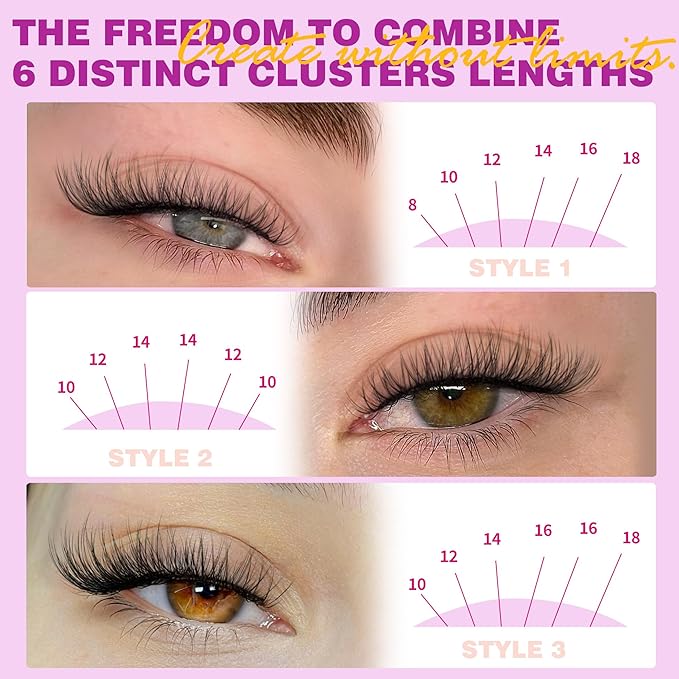 Natural Lash Clusters Kit Wispy Lash Extension Kit Eyelash Clusters with Invisible Band C Curly Cluster Eyelash Extensions Kit with Lash Bond and Seal 8MM-18MM DIY Individual Lashes by ALICROWN