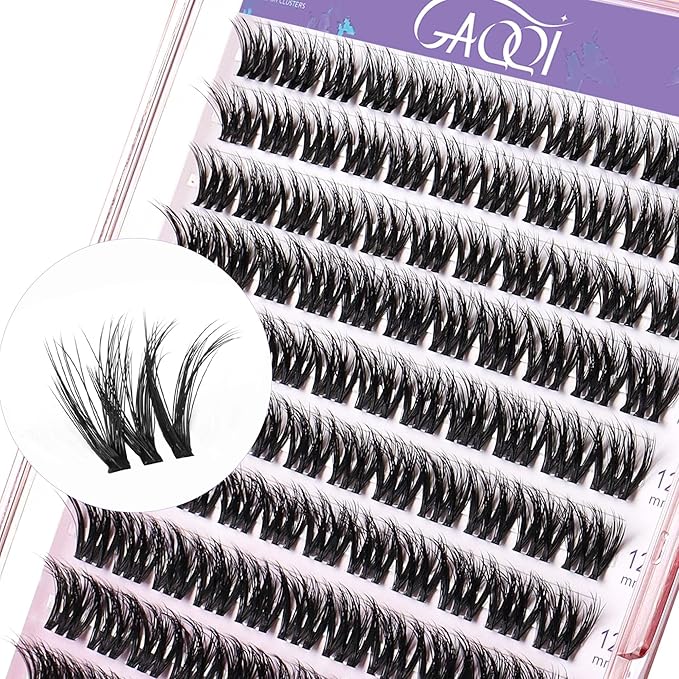 GAQQI Lash Clusters, Cluster Eyelash Extensions 110 Cluster Lashes, Wispy Volume Eyelash Clusters 10-14mm, Multilayered 3D Individual Lashes, Soft and Thin Band (3D-GQ08)