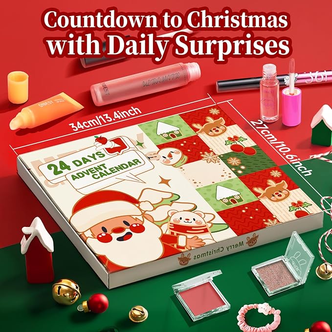 Makeup Advent Calendar 2025 Teen Girls Women，24 Days Beauty Advent Calendar Christmas Countdown Make up Gift Set, 2025 Xmas Gift Surprise Box Calendar Full Size