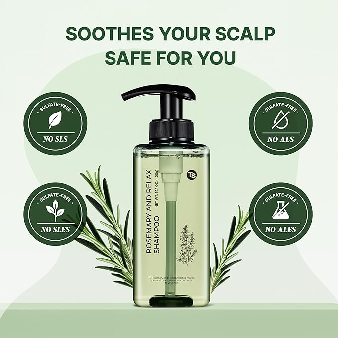 TS Rosemary & Relax Shampoo Hydrating & Calming | Natural Ingredients | Sulfate-Free | Korean Shampoo (14.1 Fl oz)