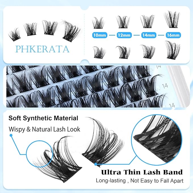 Wispy Eyelash Clusters Natural Lash Clusters 120 pcs Cluster Eyelash Extensions Wispy D Curvature Individual Lashes Reusable DIY Lash Extension Thin Lash Band