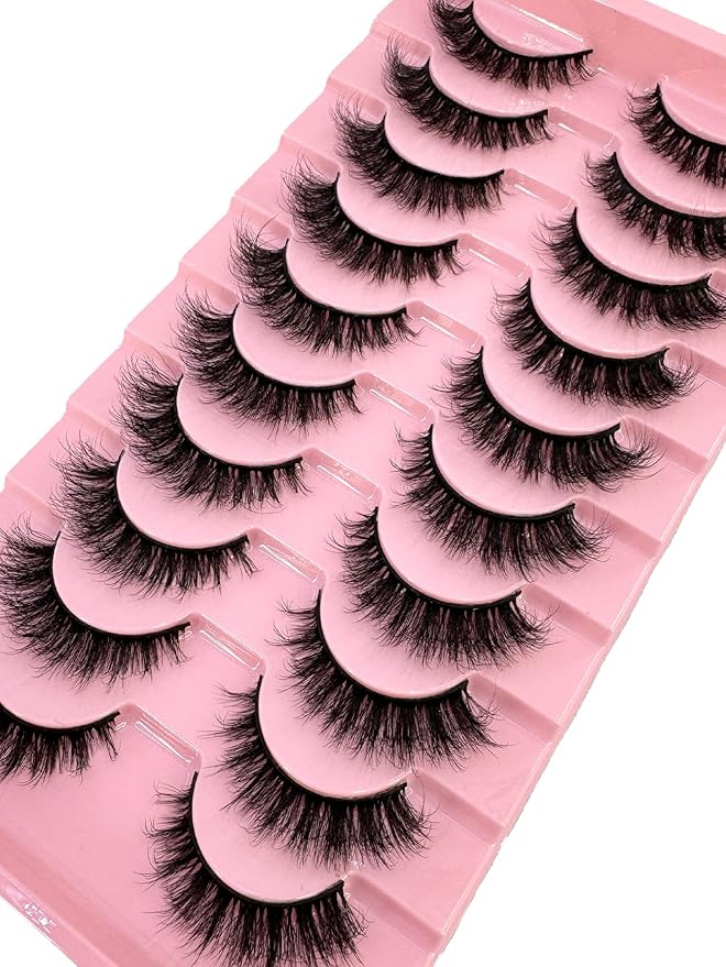 HBZGTLAD New 10 Pairs 3D Mink Lashes False Eyelashes Handmade Wispy Fluffy Long Lashes Natural Eye Makeup Tools Eye Lashes (9-6)