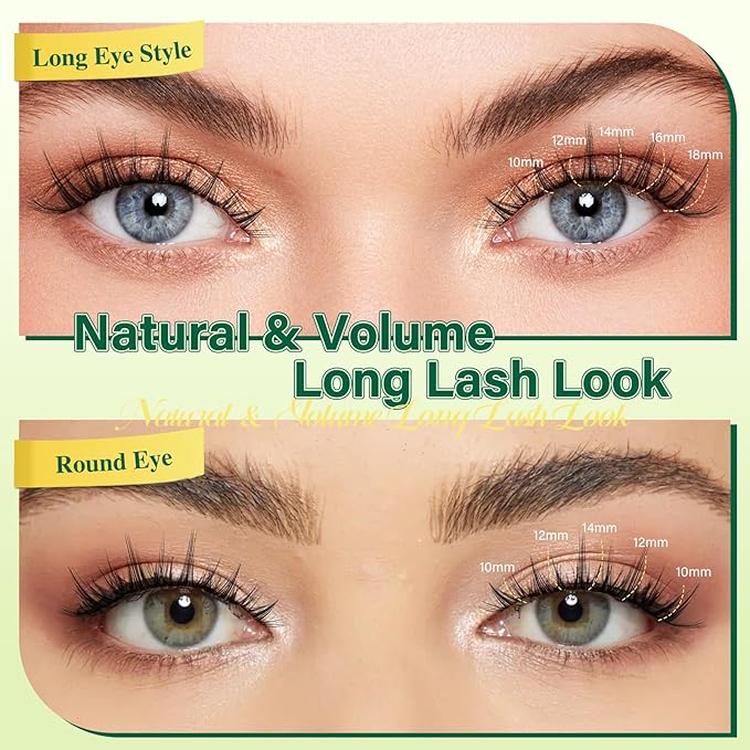 KEYYOULASH Lash Clusters Spiky Manga Lash Extension D Curl 120pcs 8-18mm Wispy Eyelash Clusters Natural Eyelash Extensions Individual Lashes DIY at Home(KY07)