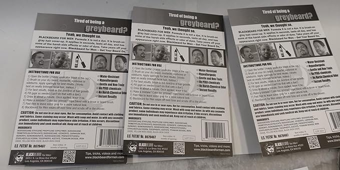 Blackbeard for Men Instant Beard Color – All Day Beard, Mustache, Eyebrow, and Sideburns Color – Temporary, Hypoallergenic Beard Dye Alternative – Up to 45 applications – Light/Medium Brown, 3 Pack