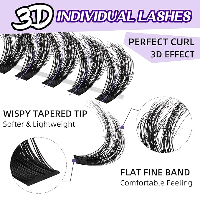B&Qaugen Lash Clusters 3D Thick Eyelash Clusters 280pcs Cluster Eyelash Extensions 10-18mm 90D Wispy Individual Lashes Volume Lash Clusters DIY Lash Extensions at Home (90D-MIX10-18mm), Black
