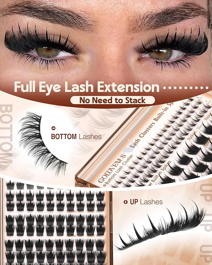 Volume Manga Lash Clusters with Spikes 300D Fairy Wispy Eyelashes Clusters Bottom Lashes Clusters Waterproof Anime Cluster Eyelash Extensions D Curl Full Eye Lash Extension