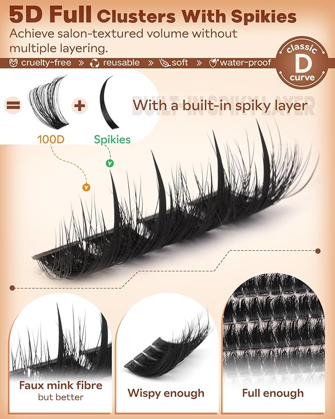 Manga Lash Clusters With Spikes Wispy Cluster Eyelash Extensions Fluffy Anime Eyelashes Clusters Reusable Faux Mink Fairy Individual Lash Extension (D Curve 12-18mm 204 pieces)