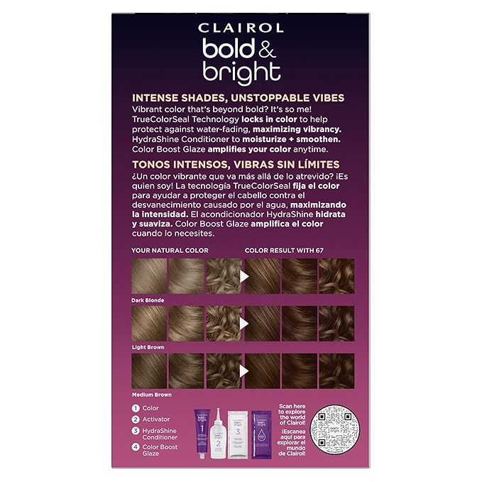 Clairol Bold & Bright Permanent Hair Dye, 67 Chocolate Hair Color, Pack of 1