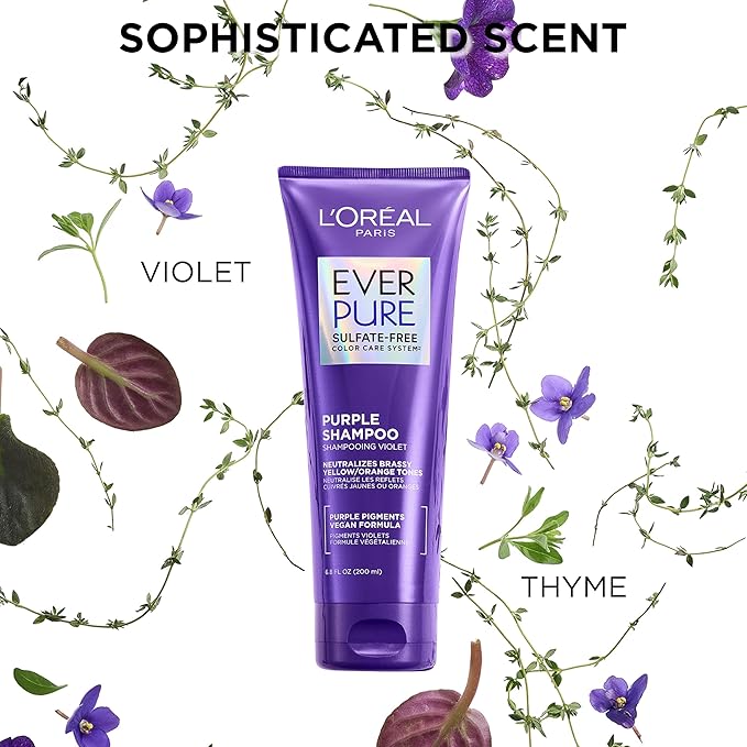 L’Oreal Paris EverPure Sulfate Free Brass Toning Purple Shampoo and Conditioner Set for Blonde, Bleached, Silver, or Brown Highlighted Hair, 1 Kit (Pack of 3)