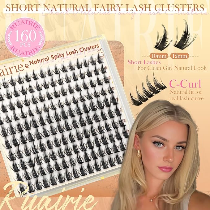 Fairy Lash Clusters Manga Eyelash Clusters Natural 10-12mm Short Lashes Clusters Wispy Cluster Eyelash Extensions Cluster Lashes C Curly Individual Lashes DIY Lash Extensions by Ruairie