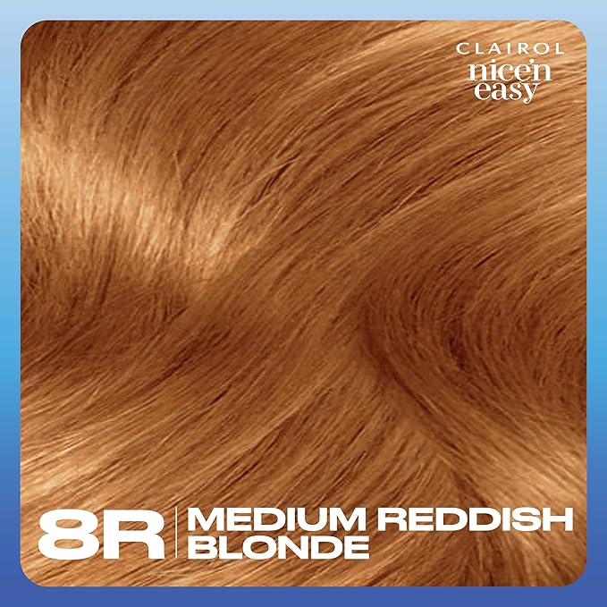 Clairol Nice'n Easy Permanent Hair Dye, 8R Medium Reddish Blonde Hair Color, Pack of 1