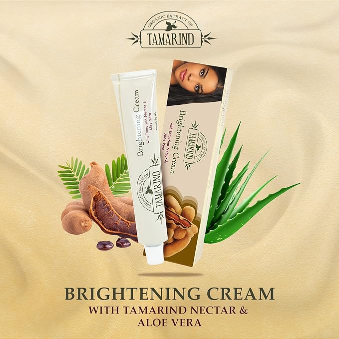 Organic Extract of Tamarind, Skin Brightening Cream - 1.7 fl oz / 50 ml - Dark Spot Cream for Hands, Knuckles, Body, Face, Underarm, Intimate Areas, with Glycering, for Men and Women (Pack of 2)