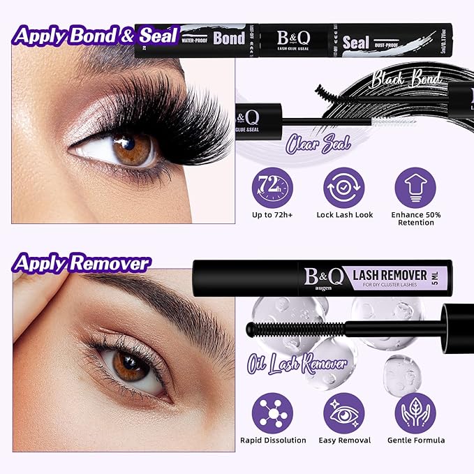 Lash Extension Kit 3D Thick Lash Clusters Kit 280pcs Eyelash Extension Kit 10-18mm 100D D Curl DIY Lash Extension Kit with Lash Bond and Seal, Lash Remover (KIT-100D-MIX10-18mm)