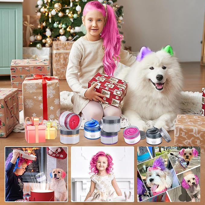 Temporary Hair Color Chalk for Kids, Pink Hair Dye, Hair Wax Color for girls age 4 5 6 7 8 9 10-12 Birthday Party Cosplay DIY Halloween Christmas