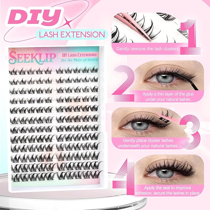 Lash Clusters Manga Lash Clusters Spiky Doll Anime DIY Eyelash Extensions Natrual Doe Eyed C Curl 8-16MM 120Pcs Individual Lashes with Black Cotton Band for Cosplay (Narcissus)