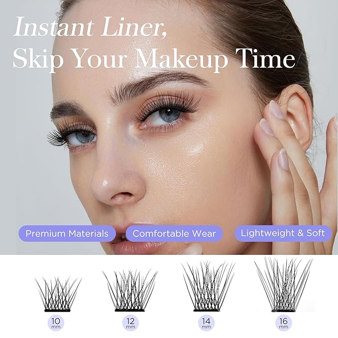 WINKGIGGLE Self Adhesive lash Clusters Kit, Pre Glued Lashes With Tweezer Press On Lashes No Glue No Remover Needed for Beginners