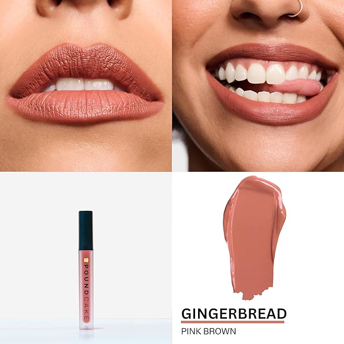 Pound Cake Cake Batter Liquid Lipstick – Long-Lasting, Semi-Matte Liquid Lipstick – Hydrating, High-Pigment Lip Stain with Avocado Oil – Shades for All Skin Tones – 0.13 oz, (Gingerbread)