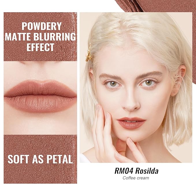 Oulac Matte Lipsticks for Women Set, Silky Velvet Matte Lipstick, Soft Smooth Texture, High Impact Lip Color, Not Dry Lightweight Formula Infused with Vitamin E, Vegan RM02+03+04