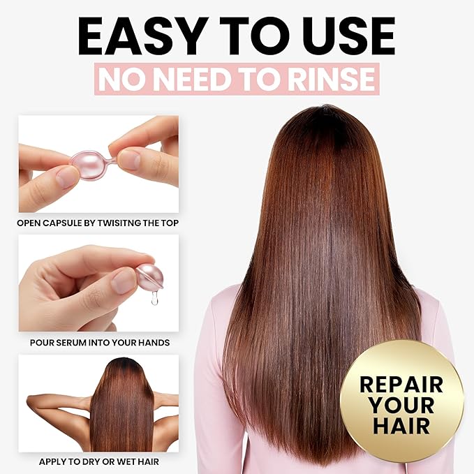 ELLA BELLA® Keratin Hair Serum with Argan Oil & Vitamins A, E, B5 – Anti-Frizz Hair Treatment & Night Repair – Hair Vitamins for Women for Smooth, Shiny, Frizz-Free Hair