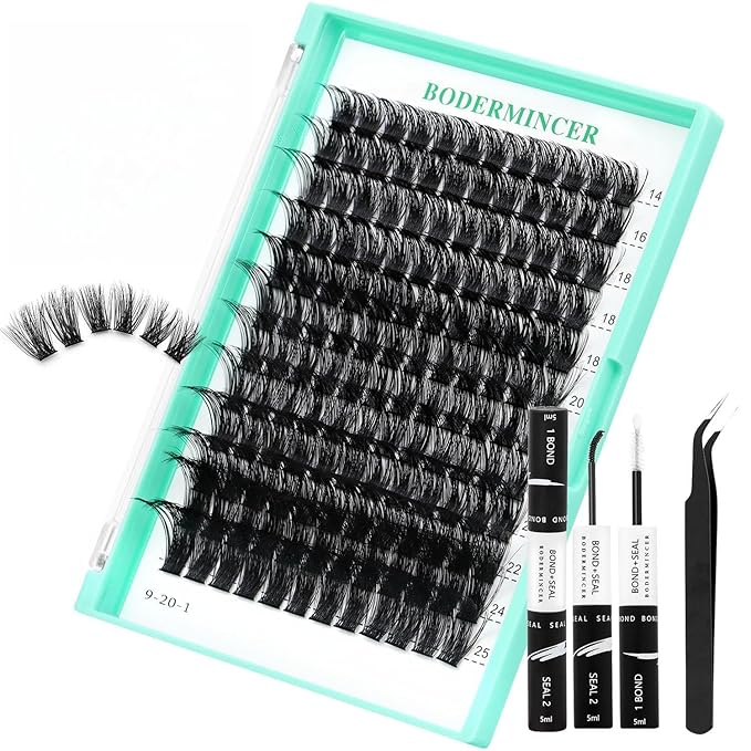 Bodermincer Lash Clusters D Curl Black/Brown/Colored Lashes 10-12-14/12-14-16/16-18-20mm Mixed Lash Clusters Kit For Beginner (M01# 14-25mm Mixed Kit)