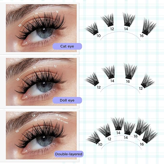 Self Adhesive Lash Clusters, Winkgiggle 100pcs No Glue Needed Self Adhesive Eye Lashes Clusters, Reusable Pre-Glued Lashes No Remover No Residue for Beginners（Volume-Mixed）