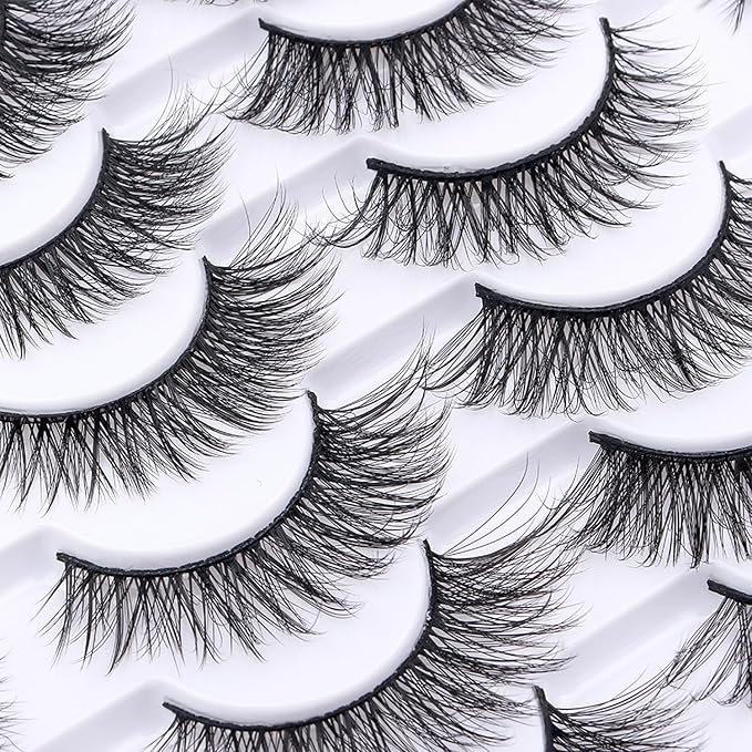 False Eyelashes 20 Pairs Wispy Lashes Faux Mink Lashes 14mm 3D Fluffy Cat Eye Lashes （style 20-060)