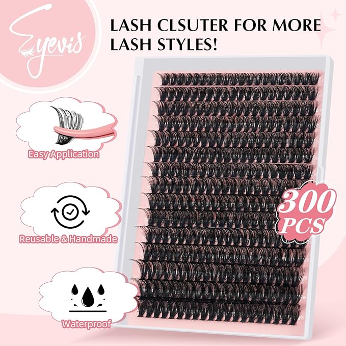 Volume Lash Clusters 80D Thick Eyelash Clusters D Curl Cluster Eyelash Extensions 10-18mm Ultra-Soft Individual Lashes DIY Lash Clusters at Home（80D, 10-18mm）