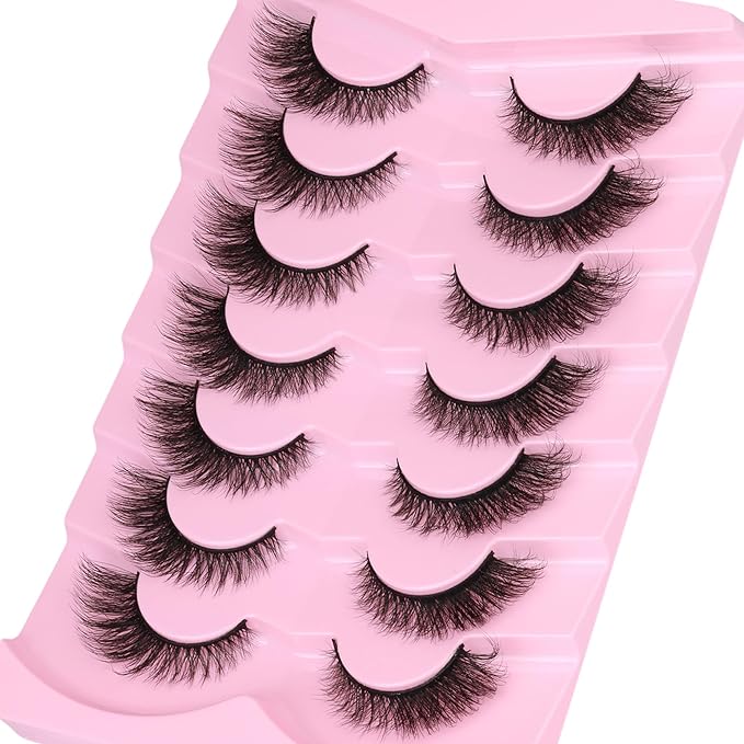 False Lashes Natural Look Faux Mink Lashes Full Fake Eyelashes 16MM Cat Eye Lashes Wispy False Eyelashes 7 Pairs by Ruairie
