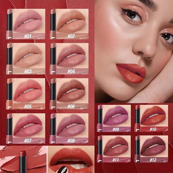 Rose Red Lipstick For Women Matte Highly Pigmented Lip stick Hypoallergenic Waterproof Long Lasting Lipsticks Quick Makeup Lightweight Portable # 07
