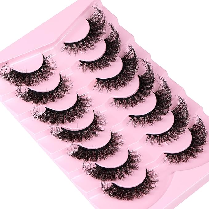 Mink Lashes Full False Eyelashes Wispy Cat Eye Lashes Strip 20MM Fox 8D Dramatic Pack 7 Pairs Fake Eyelashes by Ruairie