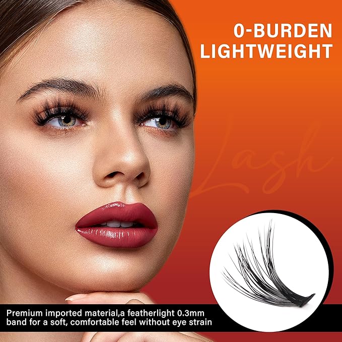 Lash Cluster 240pcs Individual Lashes,8-16mm Diy Lash Extension,C Curl Lash Clusters Wispy,3D Natural Lash Clusters Look Like Eyelash Extension DIY at Home (Orange 40P-C-8-16mix)