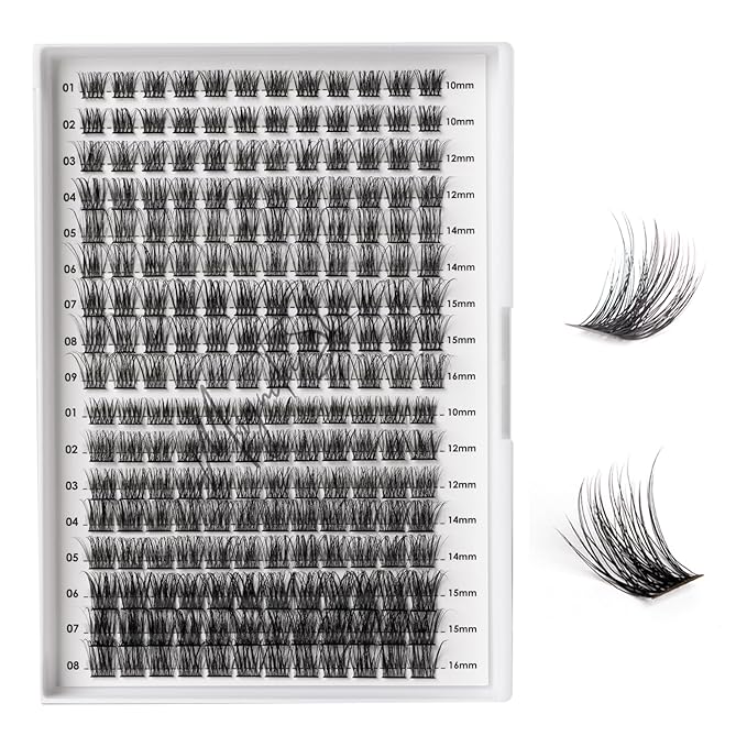 Lash Clusters 204 Pcs Individual Lashes Clusters Eyelash Extensions False Eyelashes DIY Lash Extension Kit Reusable False Eyelashes Natural Look Mix 10-16mm C D-Curl(DM20+DM23)