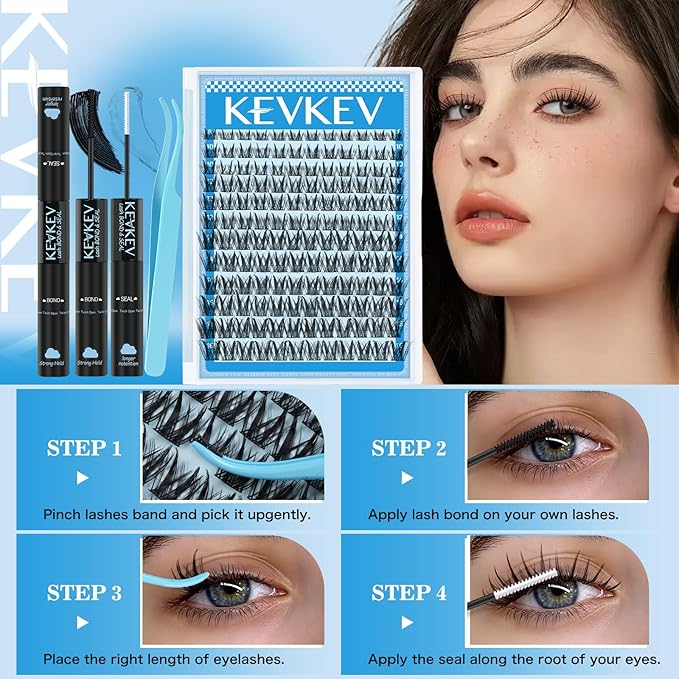 Manga Lash Clusters Kit 8-18mix Spiky Fairy Lash Clusters Kit Invisible Ultra-Thin Band Manga Lashes Eyelash Clusters Kit With Lash Bond And Seal DIY at HomeZ(Fairy08 Kit)
